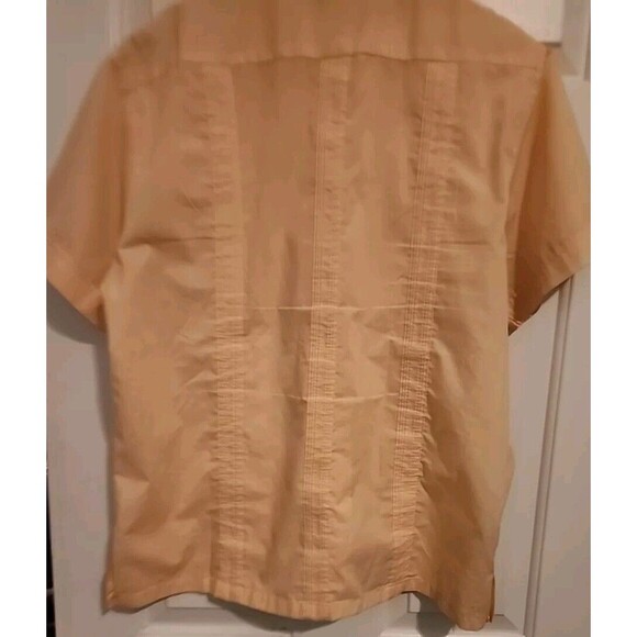 Haband Mens Button Up Shirt Yellow Embroidered Large - Picture 9 of 12